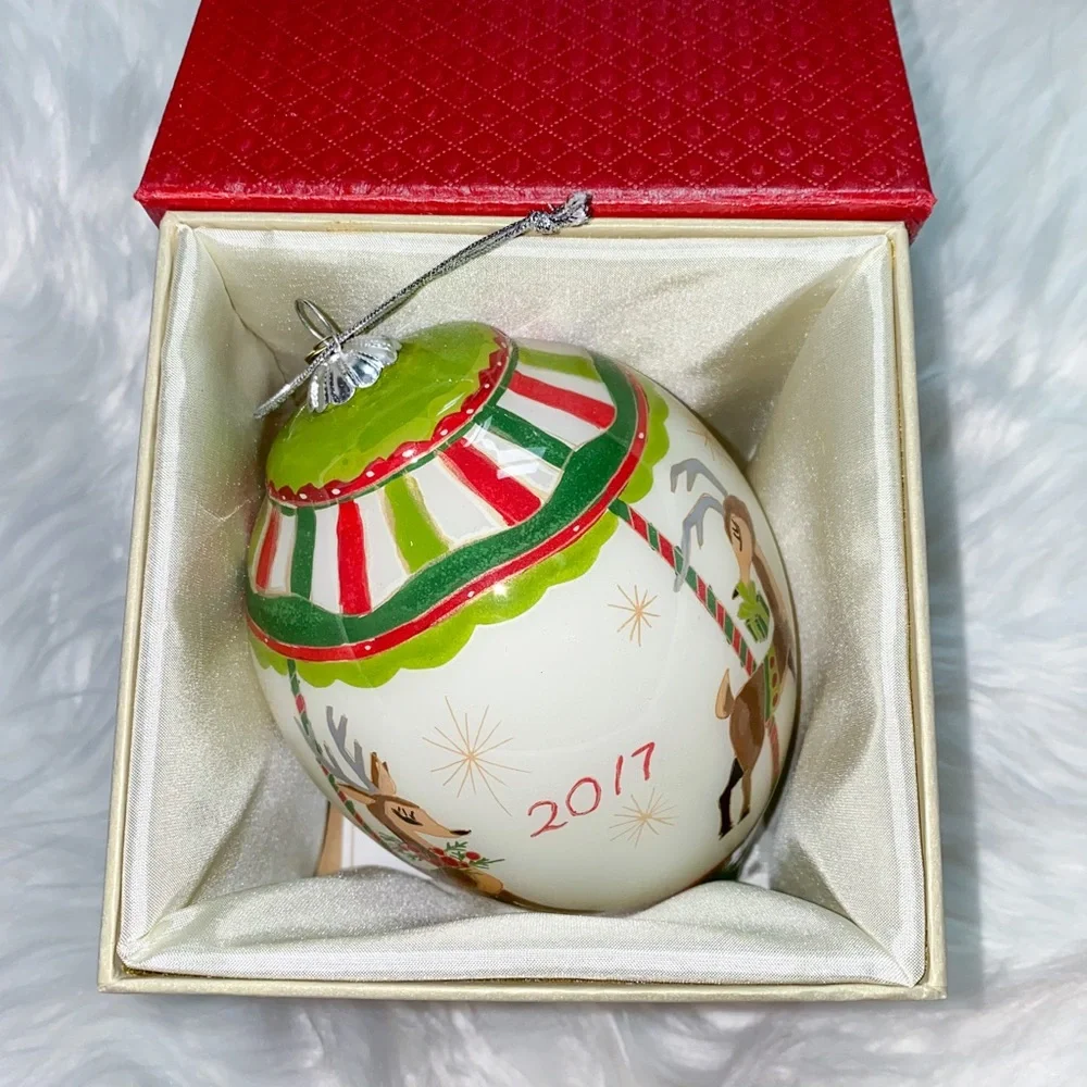 Pier 1 Li Bien Reindeer Carousel Glass Ornament 2017